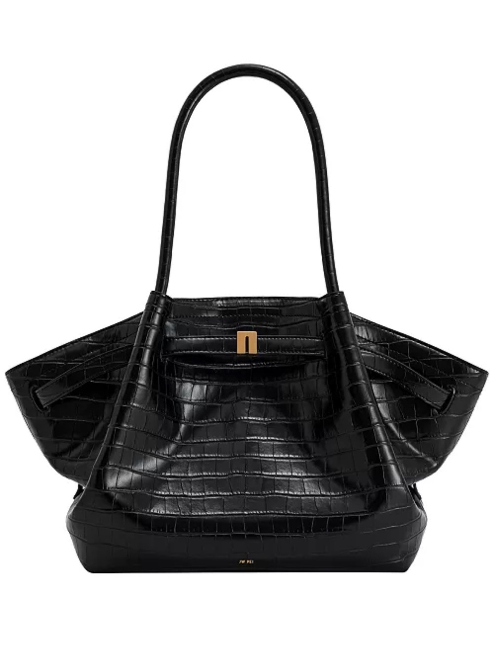 JW Pei Hana Medium Tote Bag -Black Croc-Embossed Tote Bag
